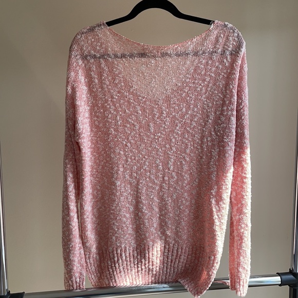 Pink and White Semi Sheer Sweater - Picture 3 of 6